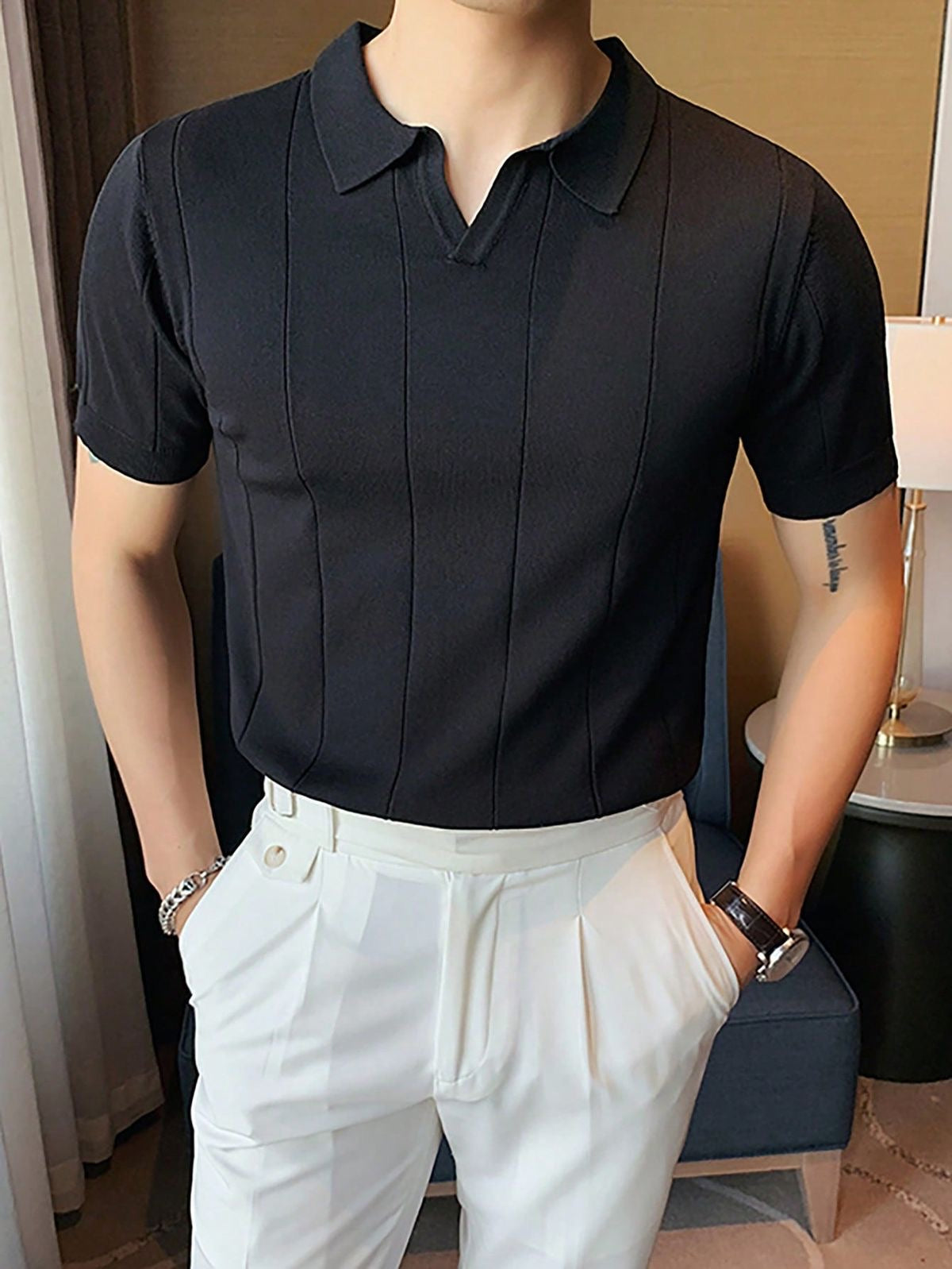 Soft Smooth Black Polo Shirt for Men