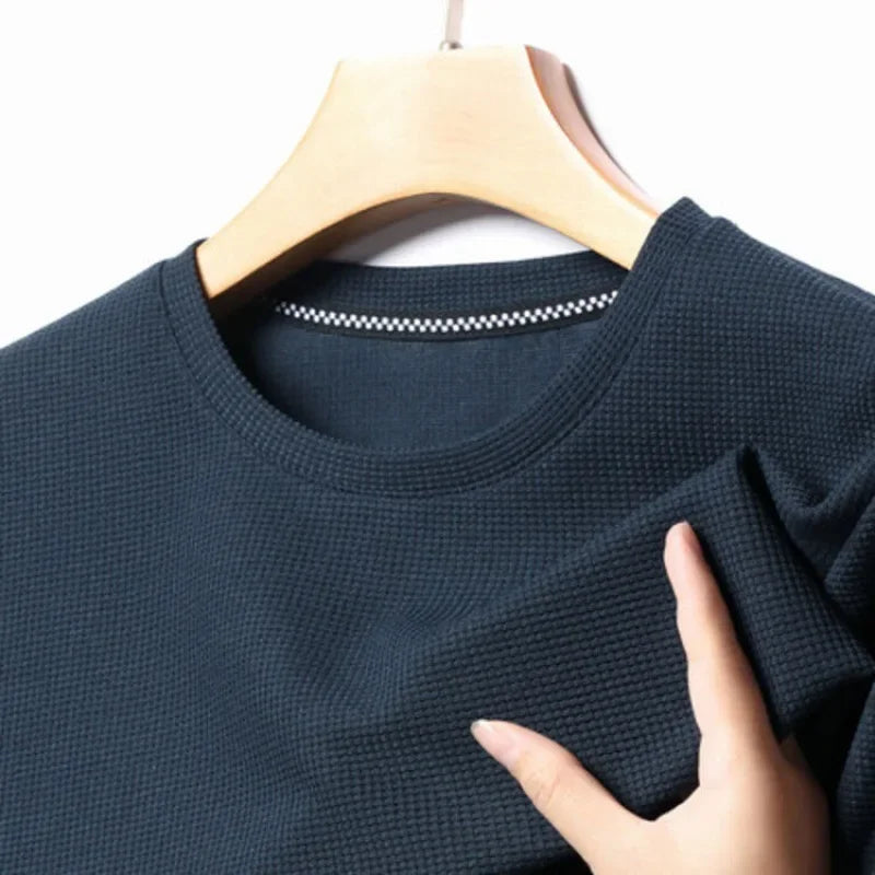 Stunning Waffle Round Neck Short Sleeved T-shirt