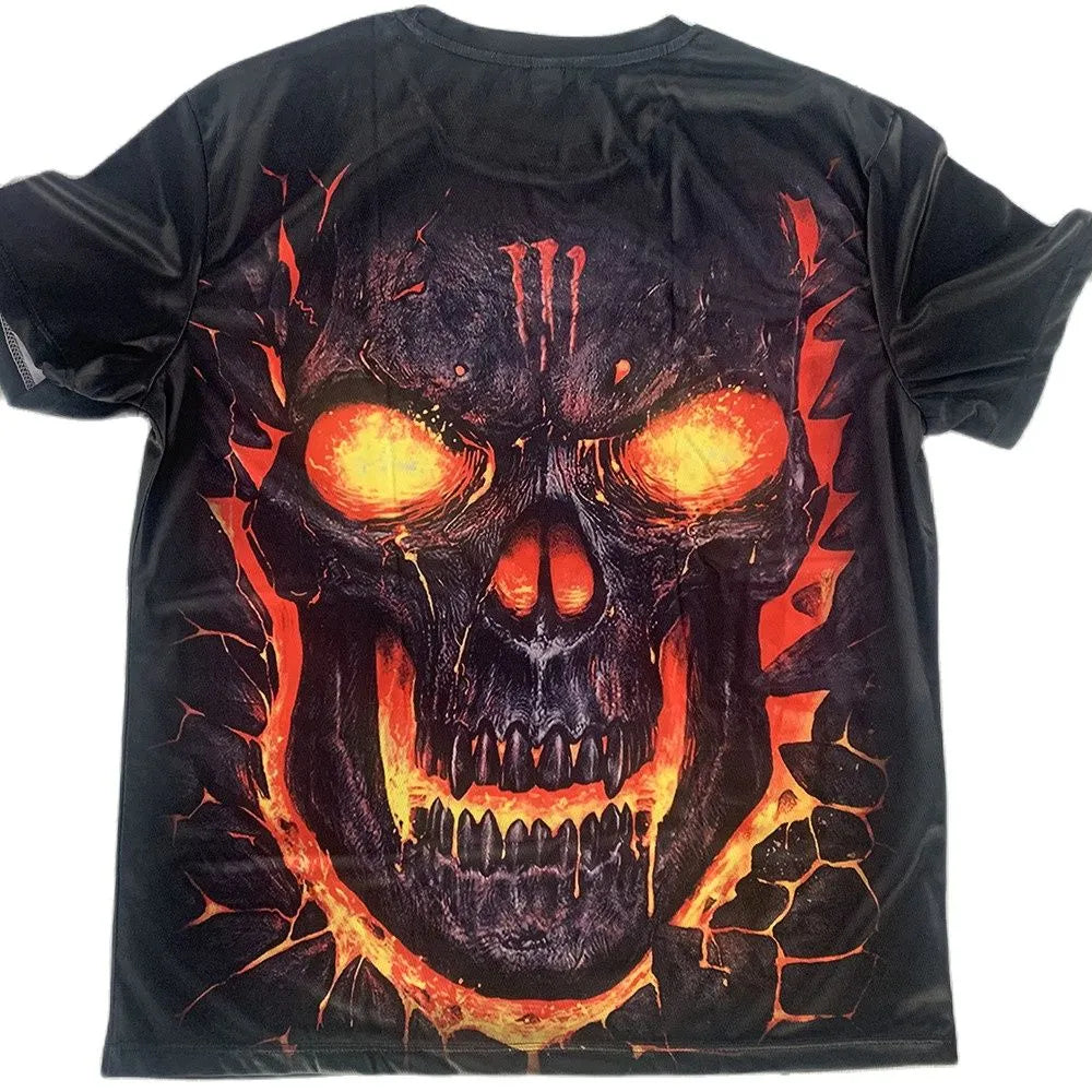 Skull Print T-Shirt Men's Casual Short Sleeve Fashion Hip Hop Street Style