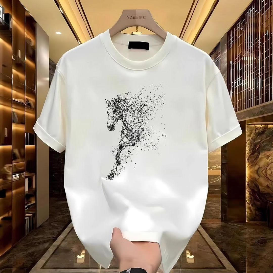 Pure White Classic Horse Art Cotton Essential T-Shirt