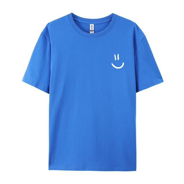 Minimalist Smile Face Style Graphic Print Tops