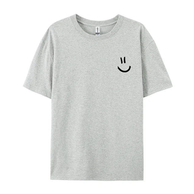 Minimalist Smile Face Style Graphic Print Tops