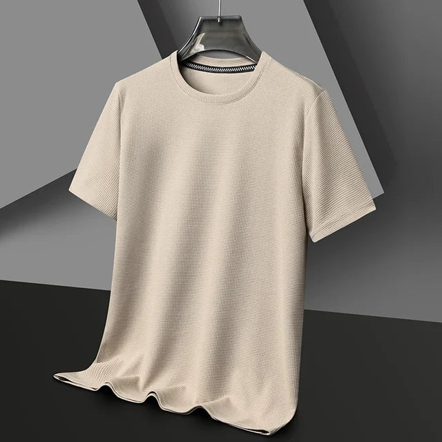 Stunning Waffle Round Neck Short Sleeved T-shirt