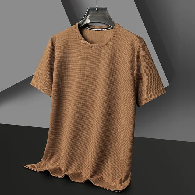 Stunning Waffle Round Neck Short Sleeved T-shirt