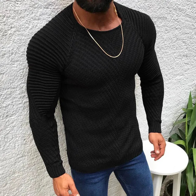 Winter Pullover Sweaters Men O-neck Solid Color Long Sleeve