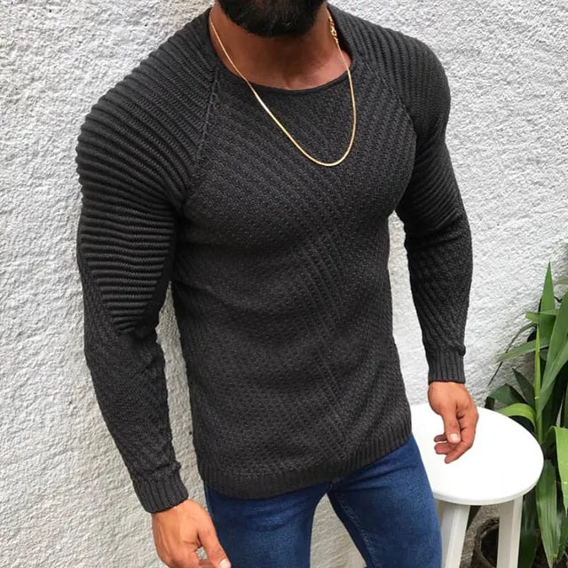 Winter Pullover Sweaters Men O-neck Solid Color Long Sleeve