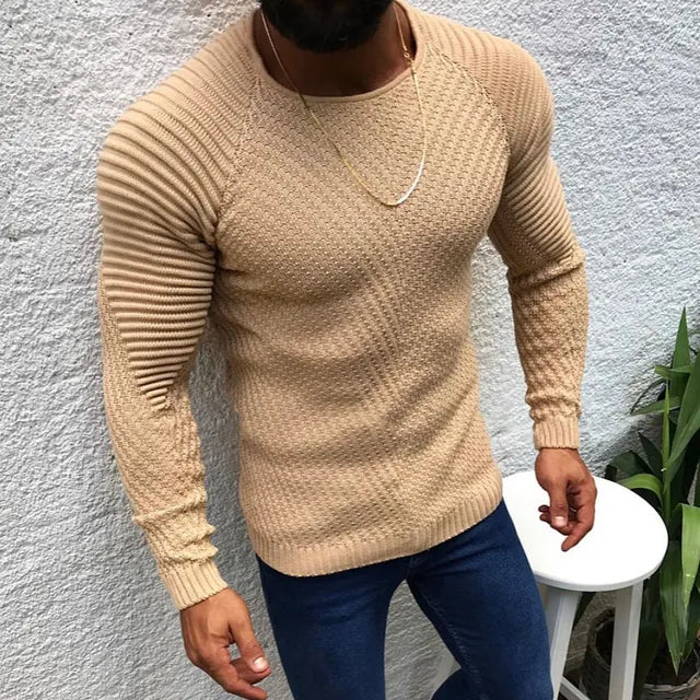 Winter Pullover Sweaters Men O-neck Solid Color Long Sleeve