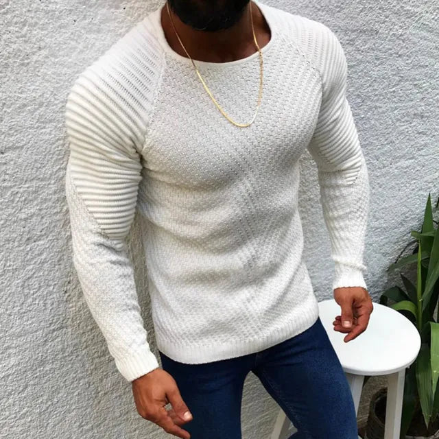 Winter Pullover Sweaters Men O-neck Solid Color Long Sleeve